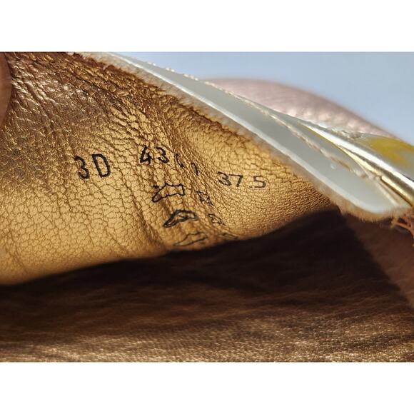 Prada Pink/Pewter Metallic Leather Elastic Loafer Flat Size 37.5 US 7 - Picture 11 of 15